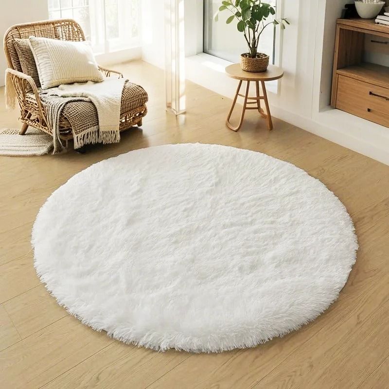 Soft Plush Circular Rug – Fluffy Kids Bedroom Play Mat & Nursery Floor Decor for Baby Room & Home Styling