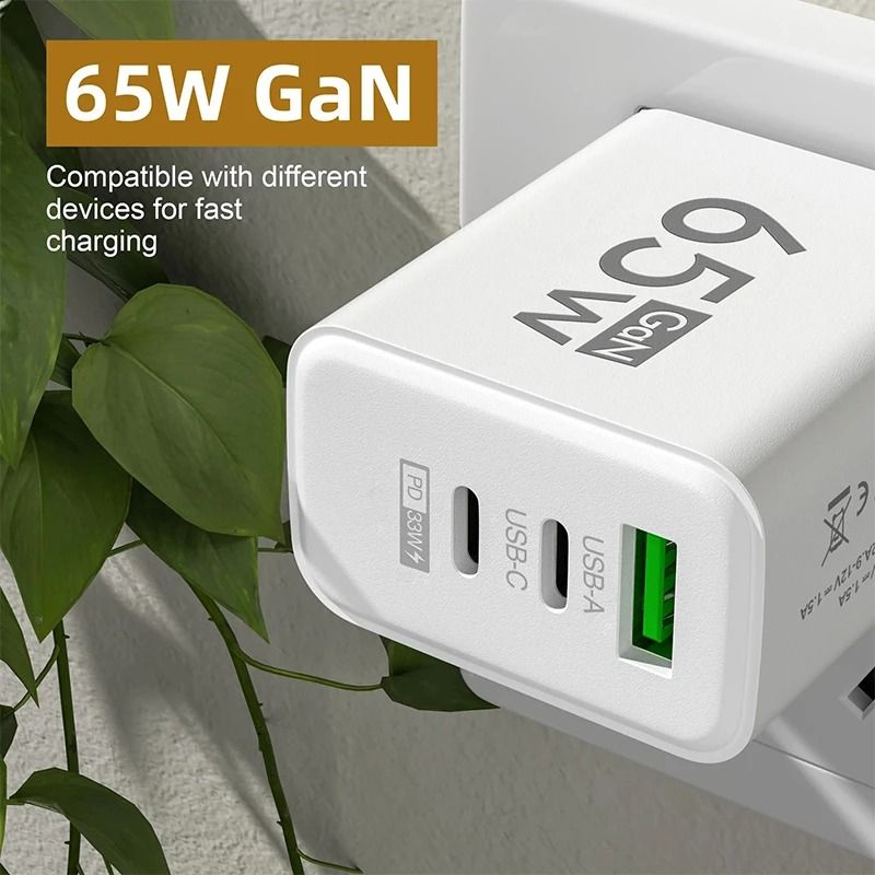 Compact 65W Fast Charging USB C Wall Charger with Smart Power Delivery