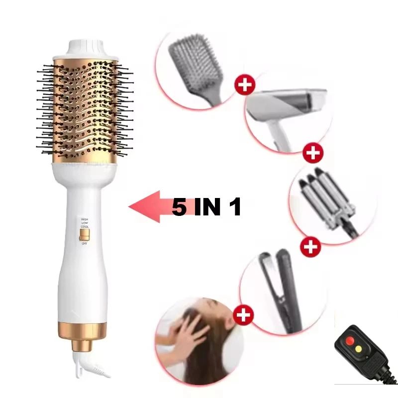 3-in-1 Hot Air Brush Ionic Hair Styler – Hair Dryer Brush for Straightening, Curling & Volume