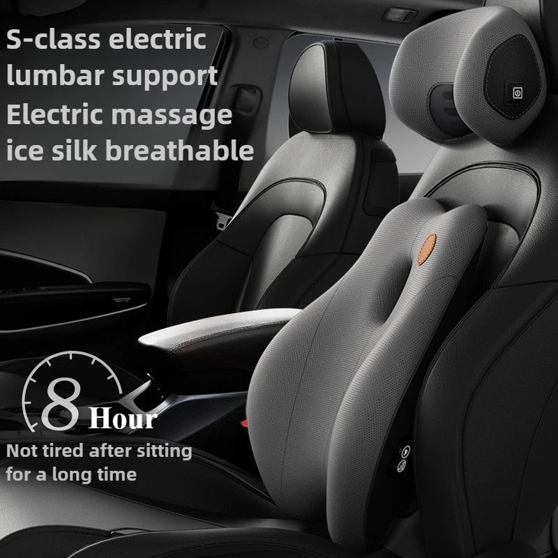 Memory Foam Car Vibration Massage Cushion – Lumbar Support and Cervical Neck Pillow Set for Office and Car Seats