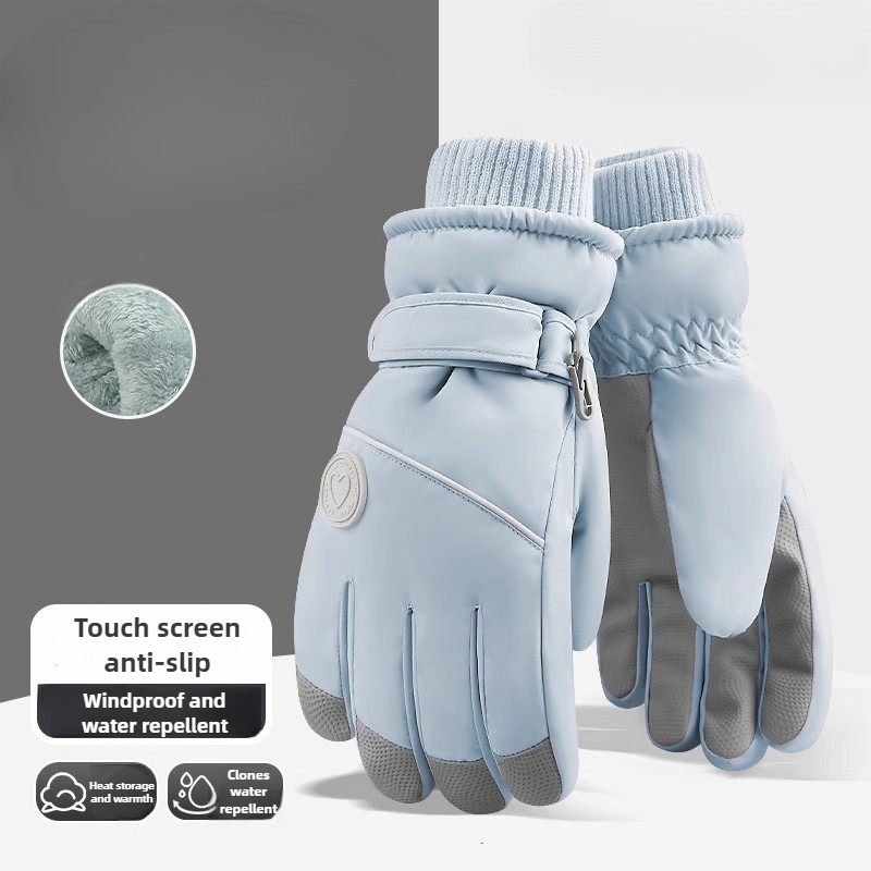 Fashion Winter Skiing Gloves, Thick Warm Cold Resistant Touchscreen, Electric Bike Riding Fleece Lined Gloves