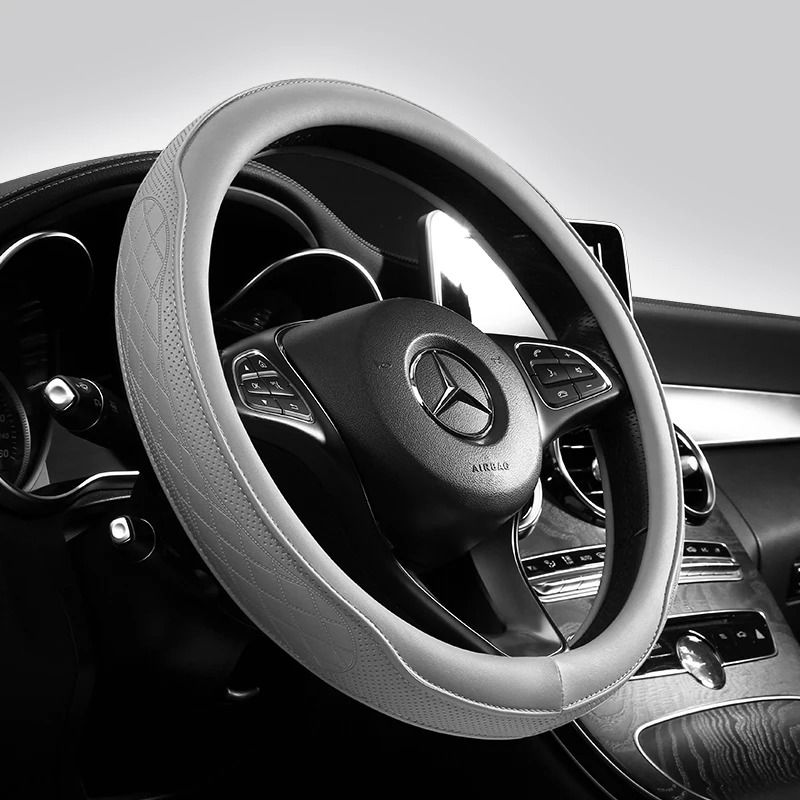 Napa Leather Steering Wheel Cover Non Slip Breathable Universal Fit