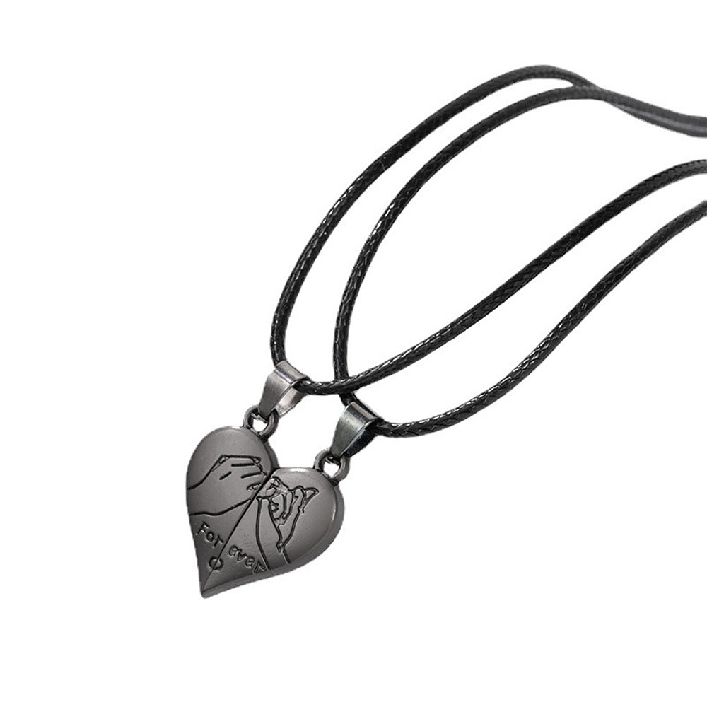 Couple Pendant Necklace Electrocardiogram, Magnetic Heart Pendant Splicing Necklace, Simple Quality Valentines Day Gift