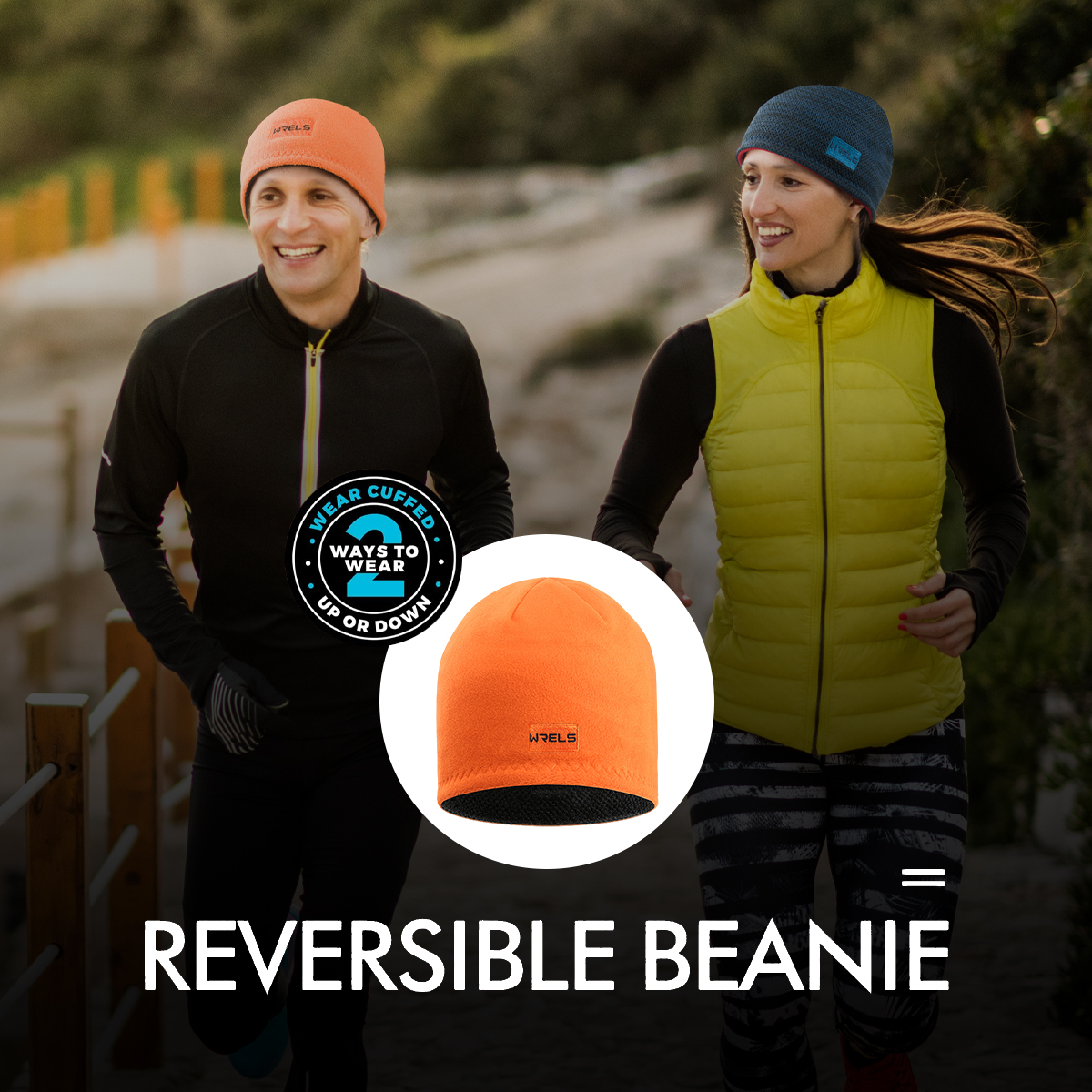 WRELS Double-Sided Knitted Pullover Beanie Hat – Warm, Thickened, Windproof & Sun-Proof Elastic Cycling & Ski Cap