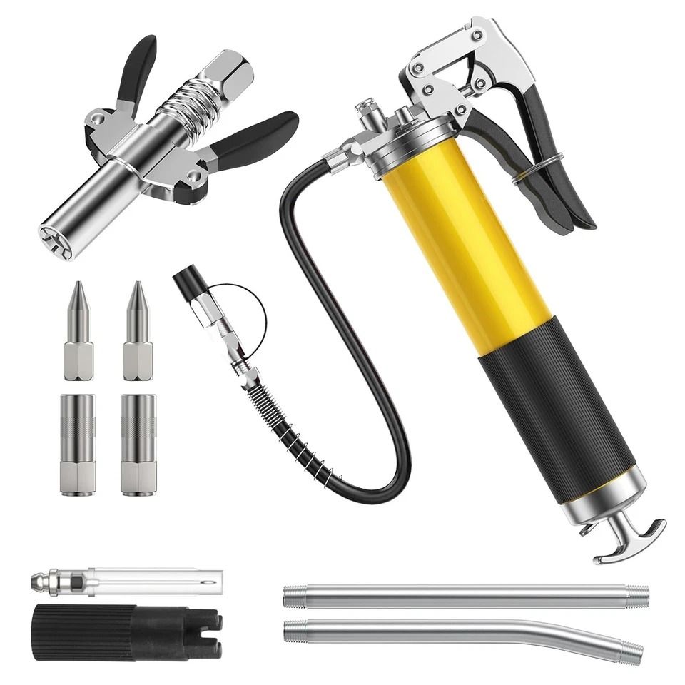 High Pressure Grease Gun Kit, Capacity, Pistol Grip, Flexible Hose, Jaw Couplers