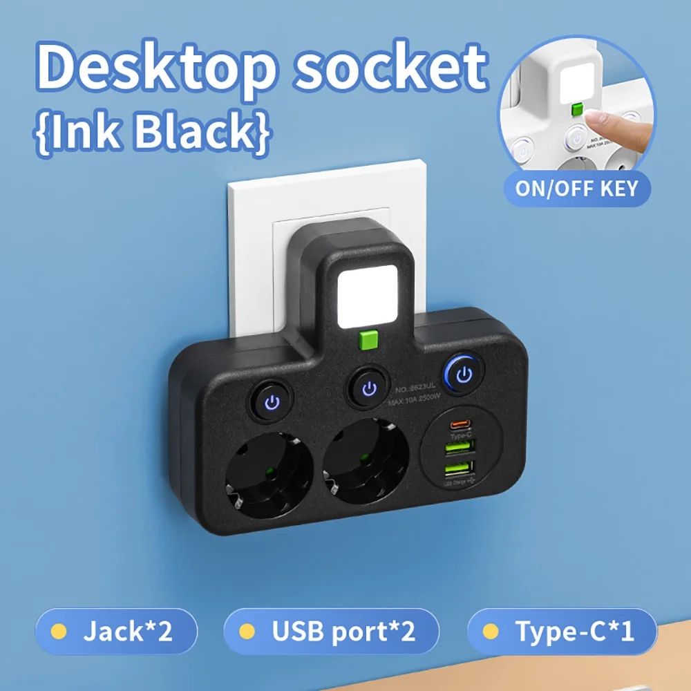 EU 4-Socket Wall Power Outlet