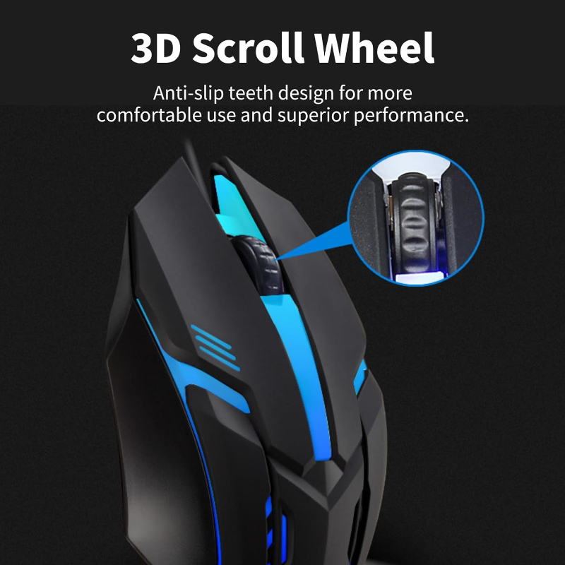 Ergonomic USB Wired Mouse, Optical Gaming Mouse, RGB Colorful for Computer, Macbook