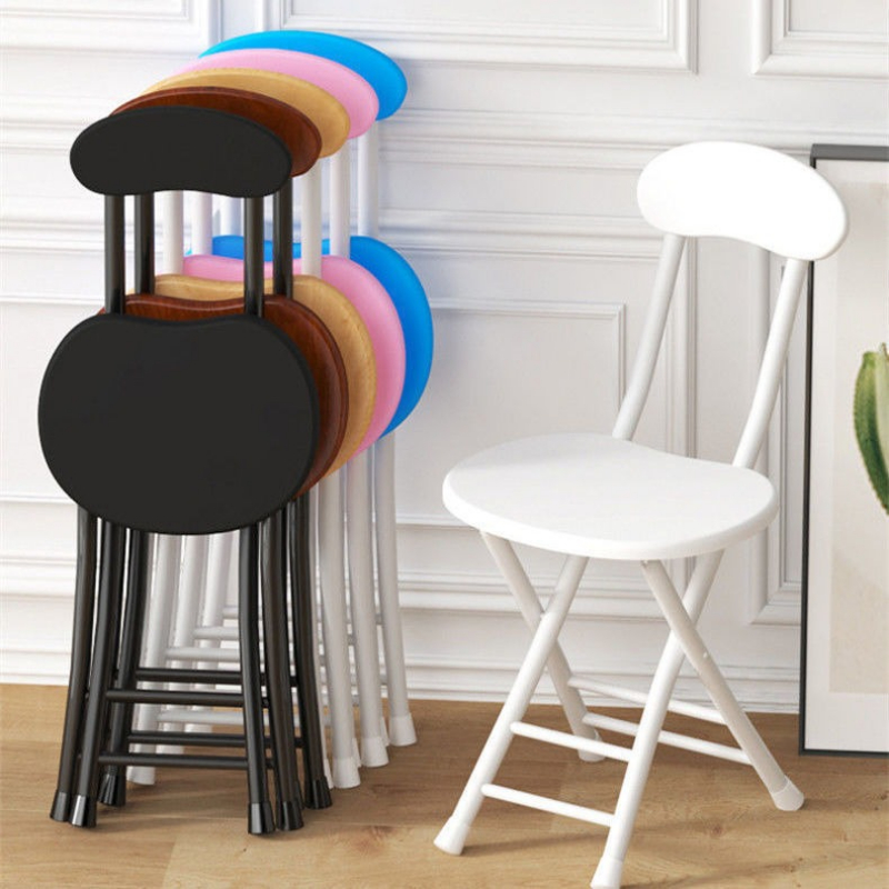 Portable Folding Chair with Oval Seat, Durable Metal Frame, No Assembly Needed, Hardwood Construction for Home