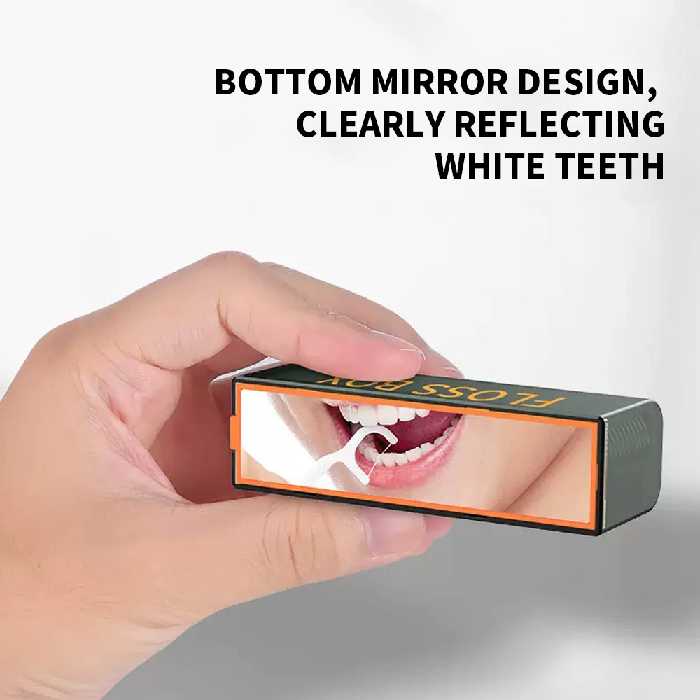 Automatic pop-up dental floss box, dental floss storage with mirror at the bottom