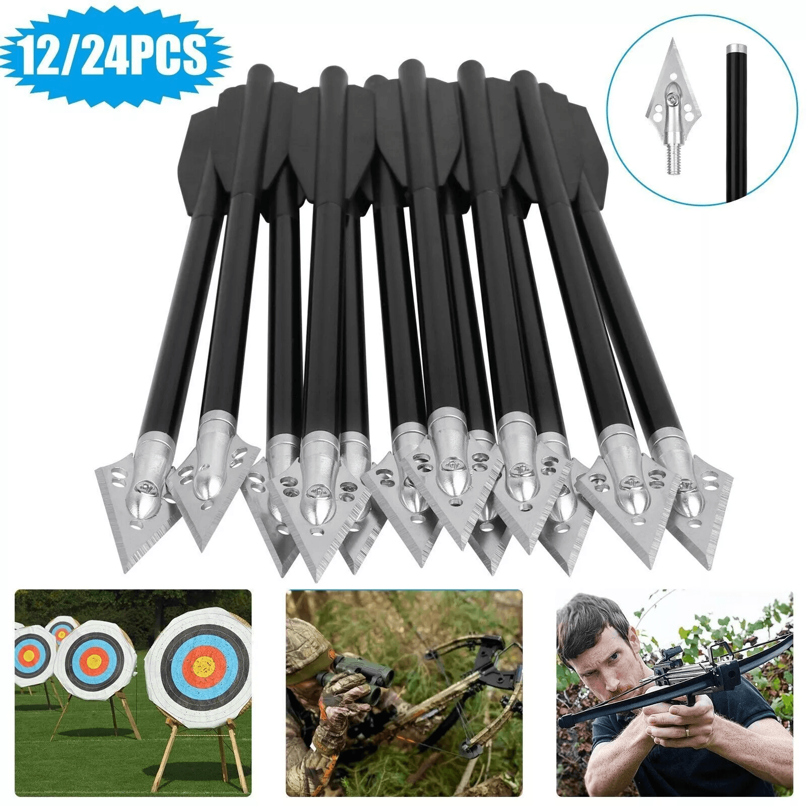Hunting Crossbow Bolts Metal Archery Arrows for 50-80lbs Mini Crossbow Hunting