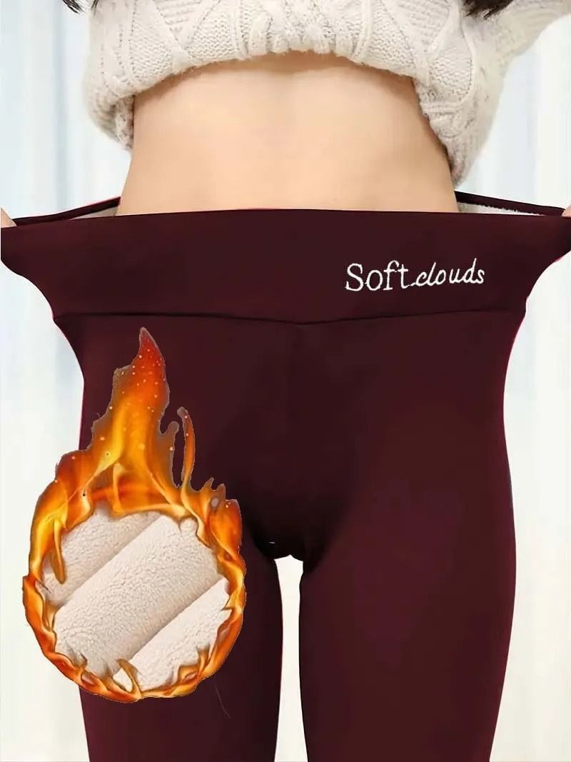 Women Plush Lined Sherpa Leggings High Waist Warm Skinny Pants for Winter Sports and Fitness