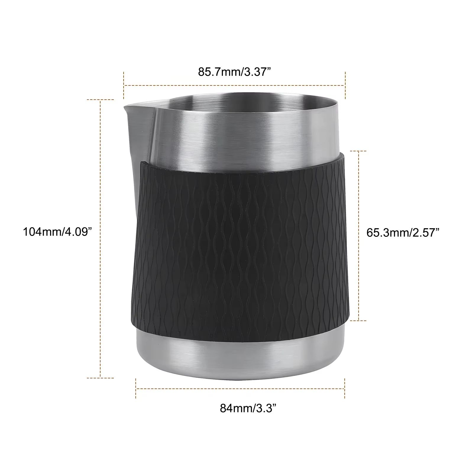 IKAPE Espresso Milk Pitcher V3 17 fl oz Frothing Jug Without Handle – Sharp Spout Professional Steaming Pitcher