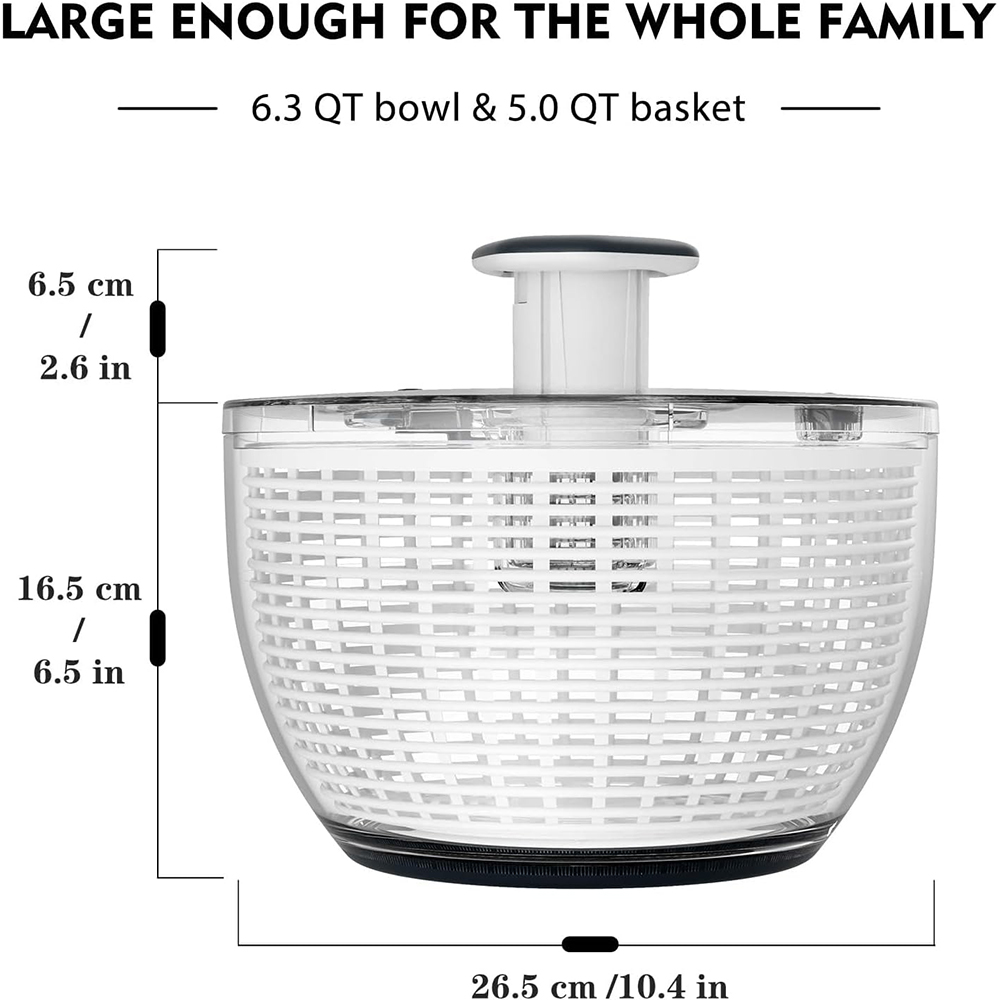 Large Lettuce Dryer QT Salad Spinner Easy Press One-Handed Vegetable Washer Mixer