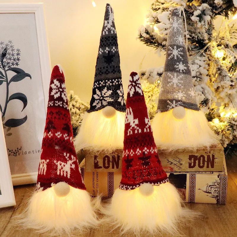 LED Faceless Christmas Gnome Plush Doll – Lighted Elf Holiday Decoration Gift