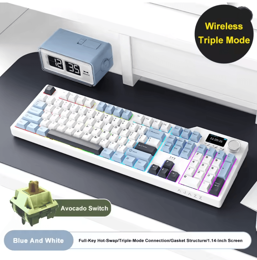 Ajazz AK35I V3 MAX Gasket Mechanical Keyboard TriMode Wired Bluetooth Wireless Gaming Keyboard