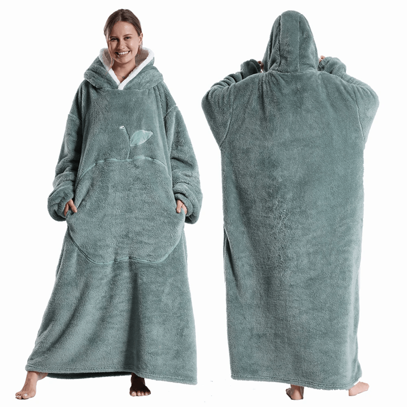 CozyWrap Extra Long Hooded Blanket with Sleeves – Ultra-Soft Winter Wearable Throw