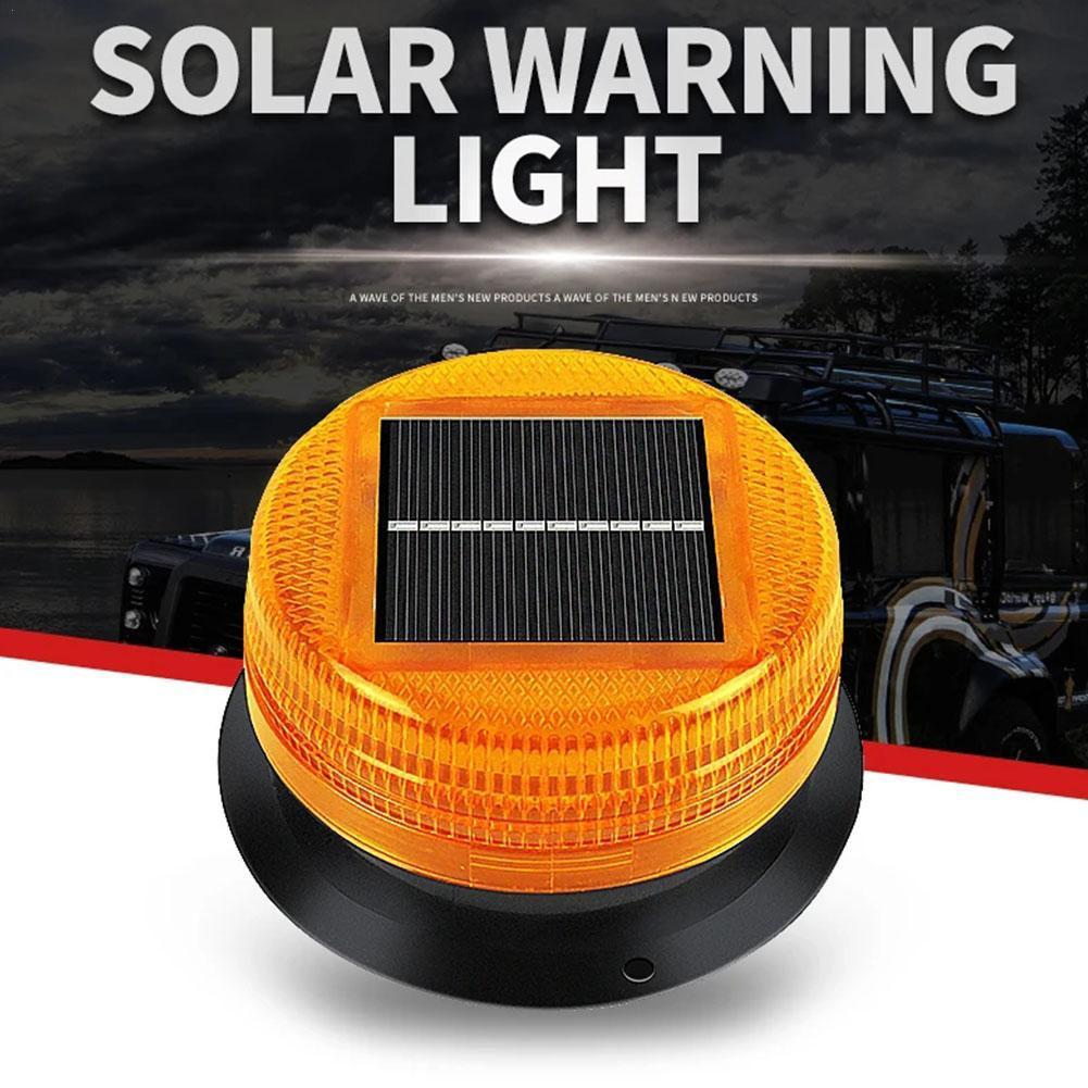 Solar-Powered LED Magnetic Warning Light for Vehicles | Amber Emergency Beacon with Automatic Sensor