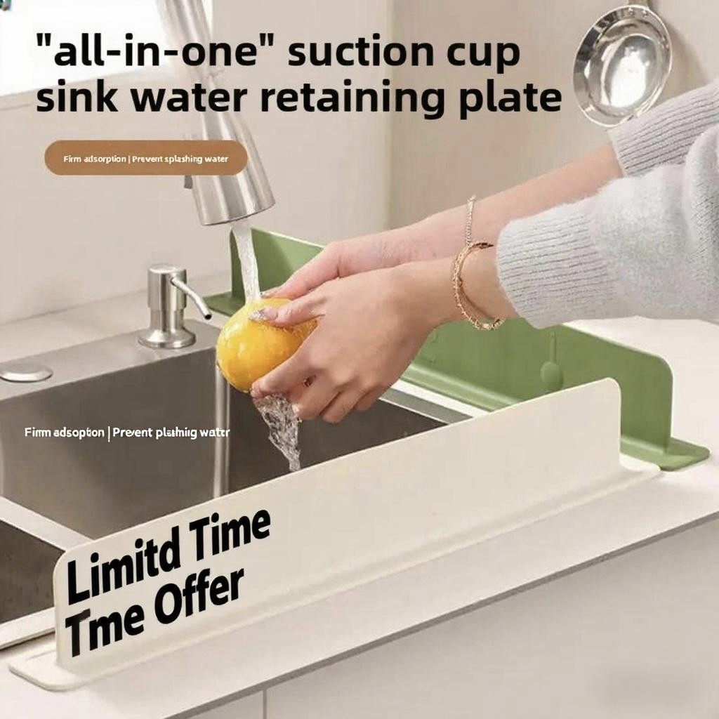 Silicone Sink Splash Guard, Waterproof Kitchen Baffle, Protects Clothes from Splashing Water When Washing Dishes and Veg