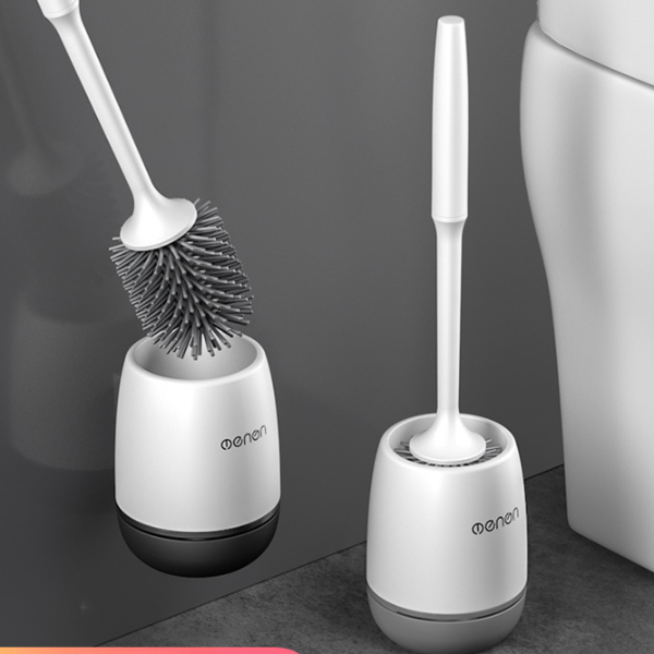 FlexClean Silicone Toilet Brush and Holder for Wall Mount or Floor Stand