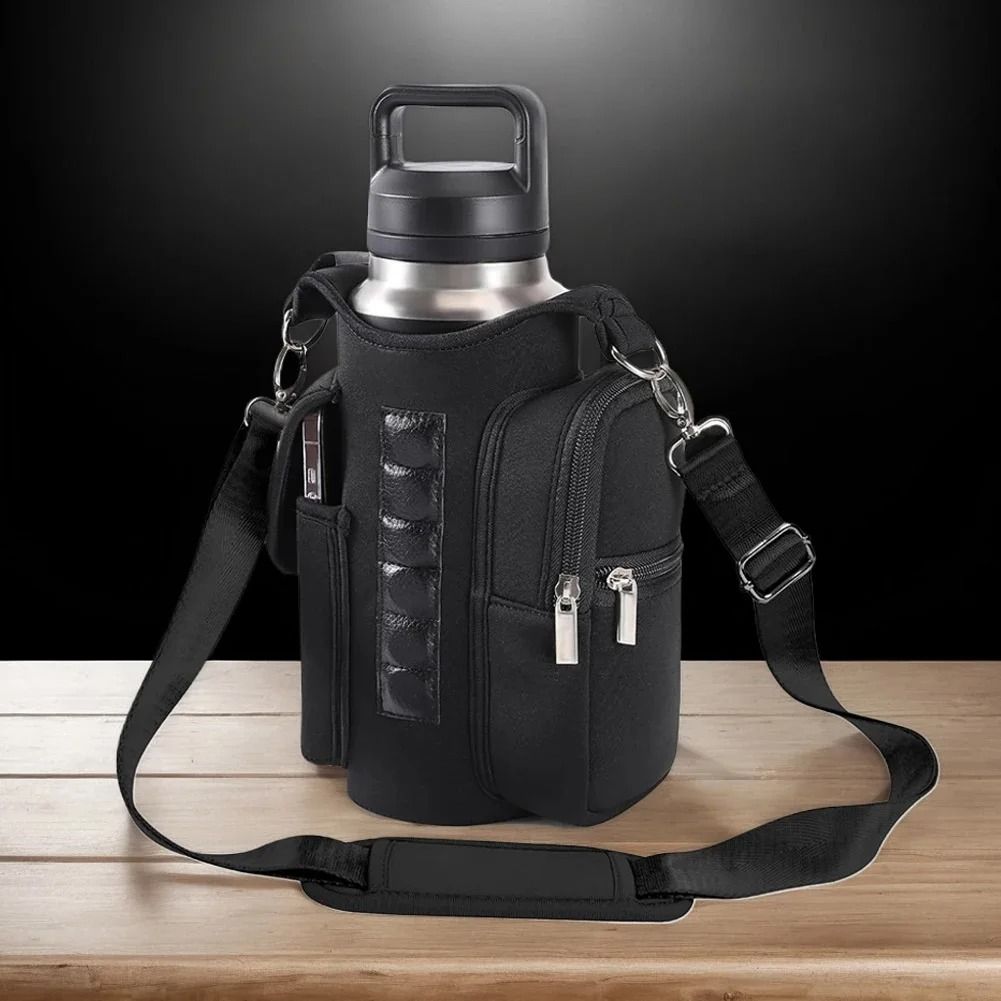 Magnetic Water Bottle Holder with Phone Pocket and Shoulder Strap