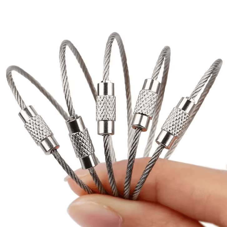 10 Piece Stainless Steel Wire Keyring Kit 15 cm EDC Cable Keychain Set for Camping Travel Outdoor Gear