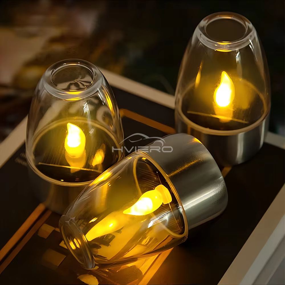 Solar LED Candle Light – Stainless Steel Outdoor Decorative Lantern for Garden, Patio, Courtyard and Halloween Nights