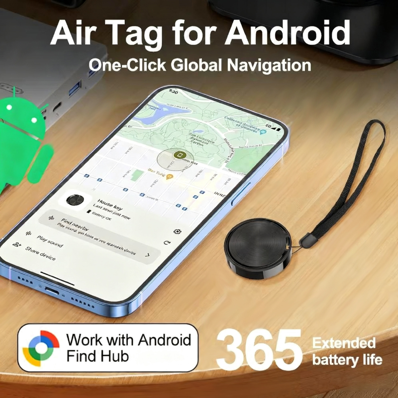 Android Find Hub Bluetooth GPS Tracker Smart Keychain Tag for Keys Wallet and Luggage