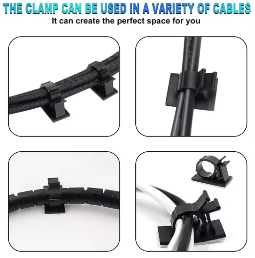 Self-Adhesive Cable Organizer Clips (10-Piece Set) – Adjustable Desktop Wire Holders