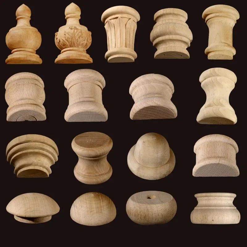 Roman Style Wood Column Cap Decorative Carved Applique for Furniture and Cabinet Upgrade