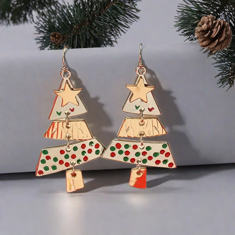 Creative Personalized Girl Gifts, Christmas Tree Star Pendant Earrings Women, Christmas Series Simple Advanced Rotating