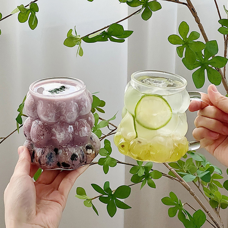 Transparent Juice Milk Coffee Mug, Glass Cup Heat-resistant Tumbler,Rose Glass Cup Drinkware