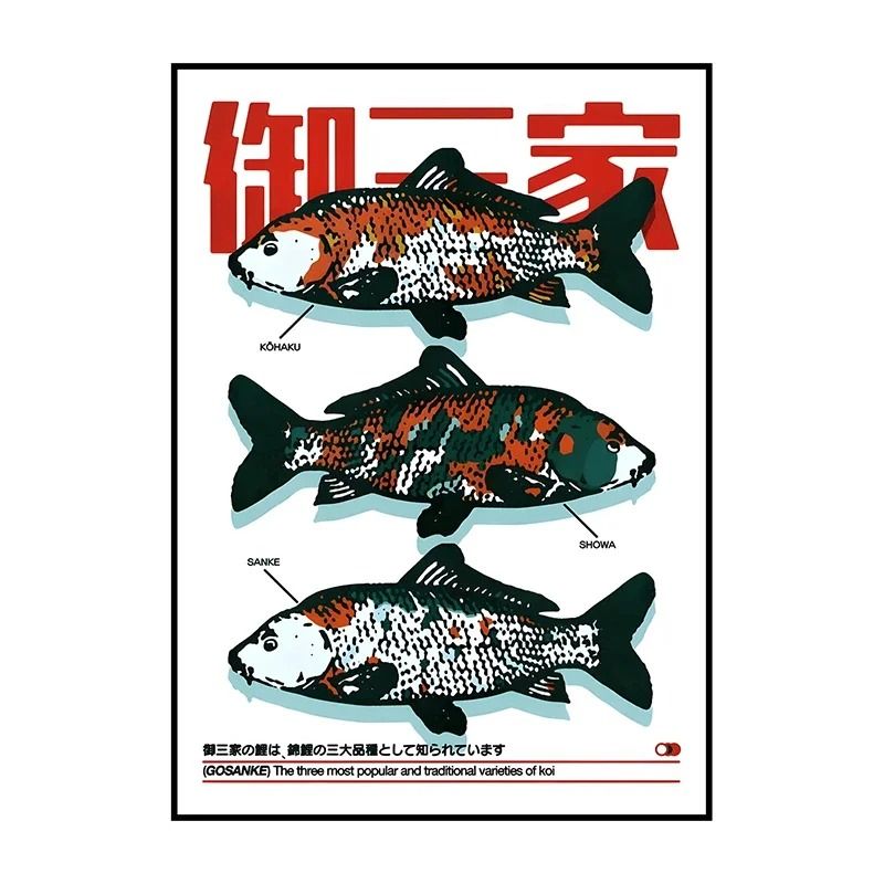 Japanese Retro Koi Abstract Canvas Art