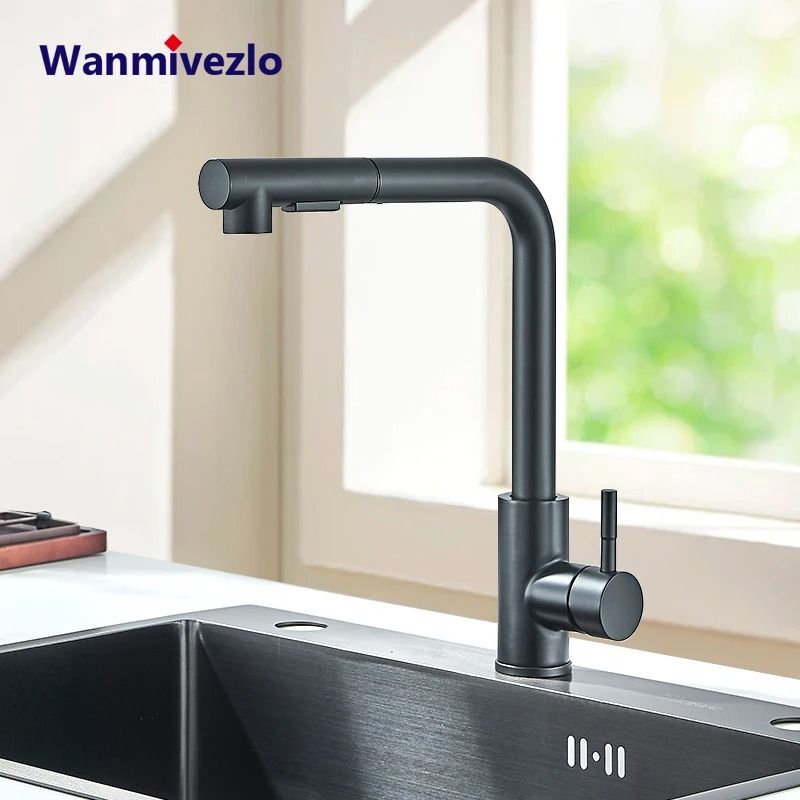 Pull Out kitchen sink faucet Stainless Steel Hot Cold Mixer Tap with Two Mode Sprayer