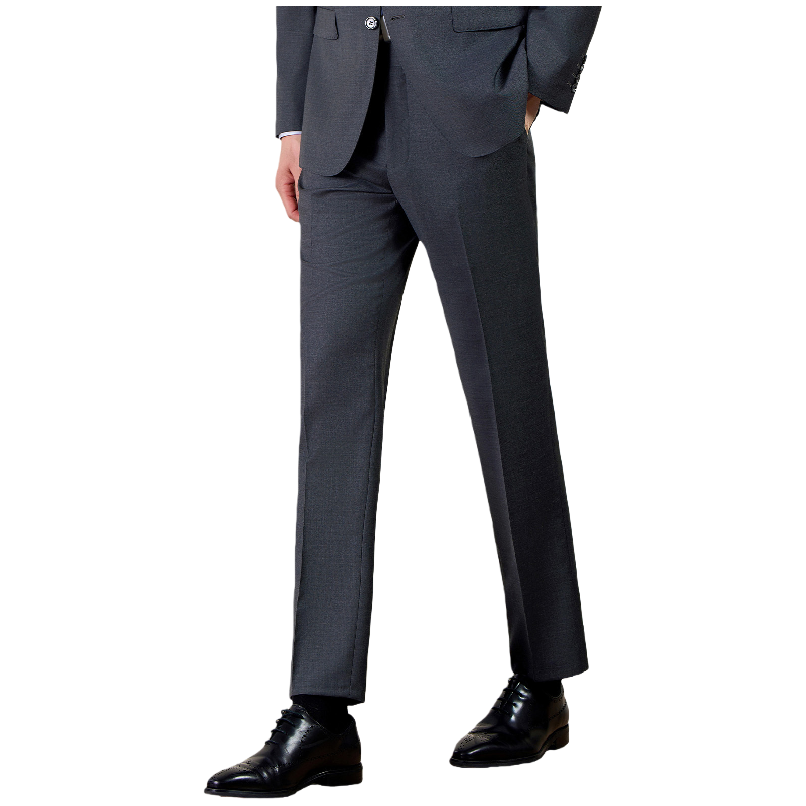 Machine-Washable Wool Straight-Leg Dress Trousers