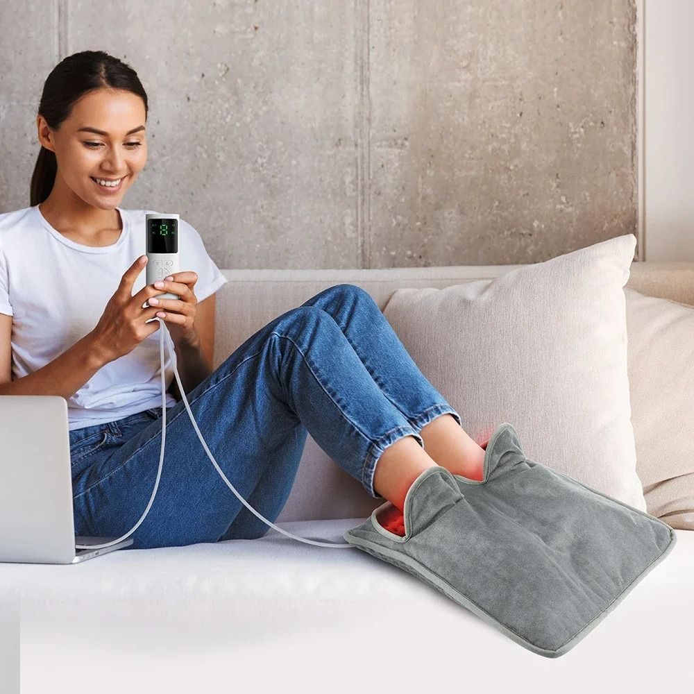 Soft Plush Electric Foot Warmer Heating Mat Washable Thermal Pad for Home and Office
