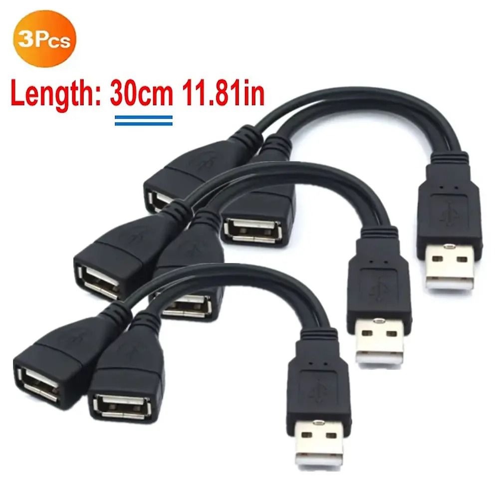 USB 2.0 Y Splitter Cable 1 Male to 2 Female Extension Adapter
