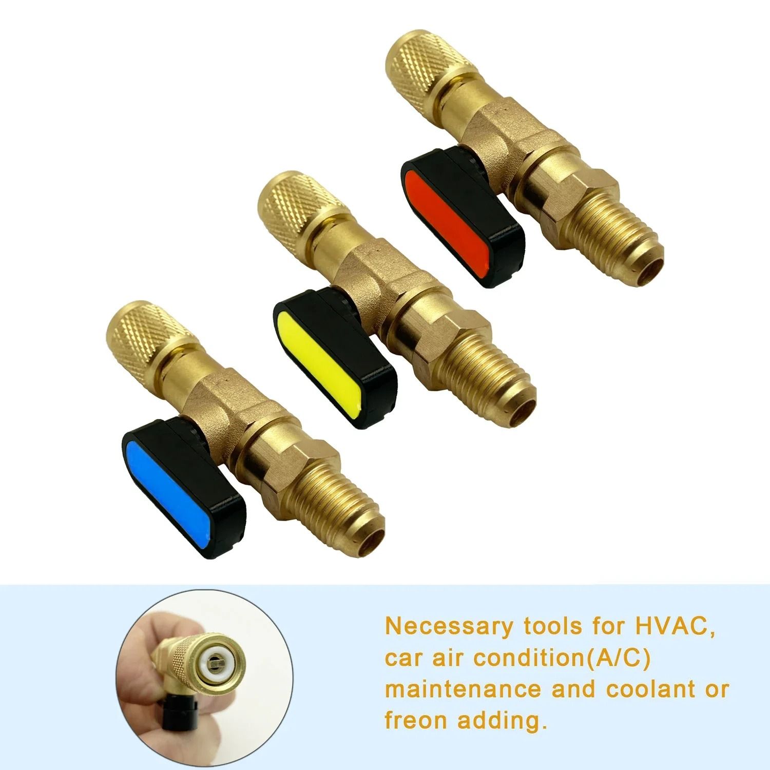 HVAC Refrigerant Ball Valve Adapter 1/4 Inch SAE Straight Shut Off Valve