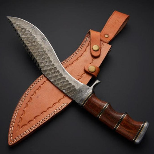 Customizable Carbon Steel 18 Inches Kukri Tukish Design with Pure Leather Sheath