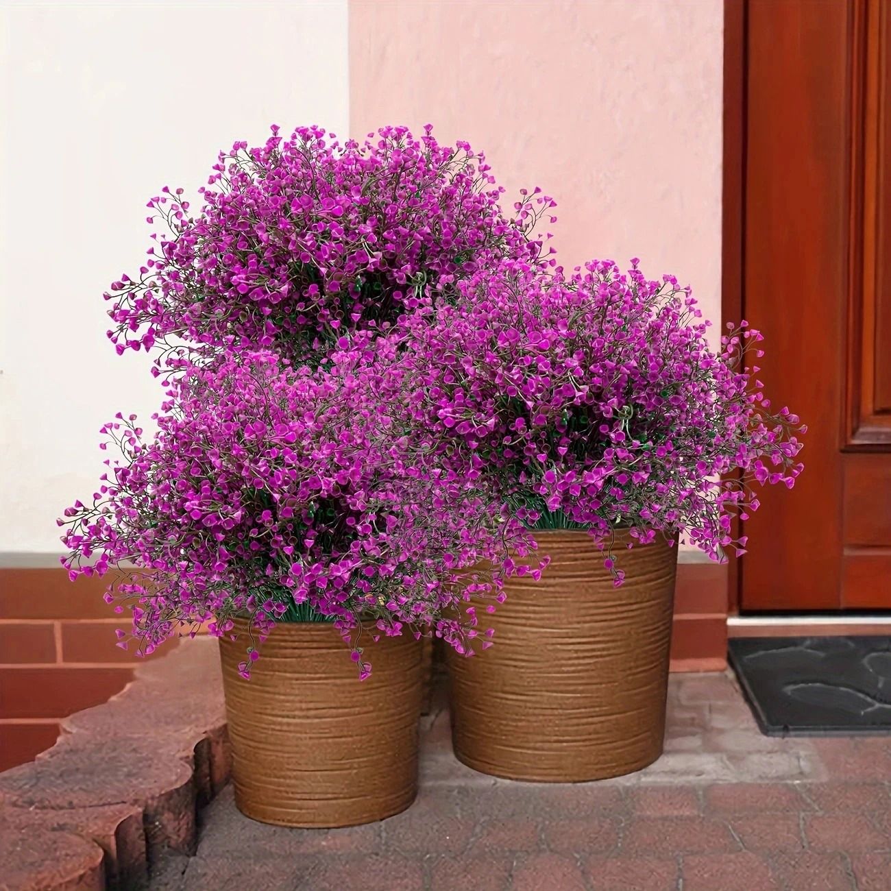 UV Resistant Artificial Outdoor Flowers Plastic Shrub Garden Decor Set