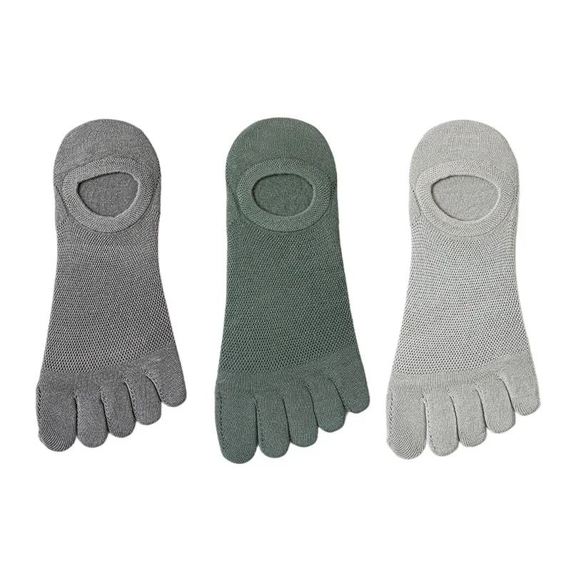 3 Pairs Mens Breathable Toe Socks Casual Finger Boat Socks