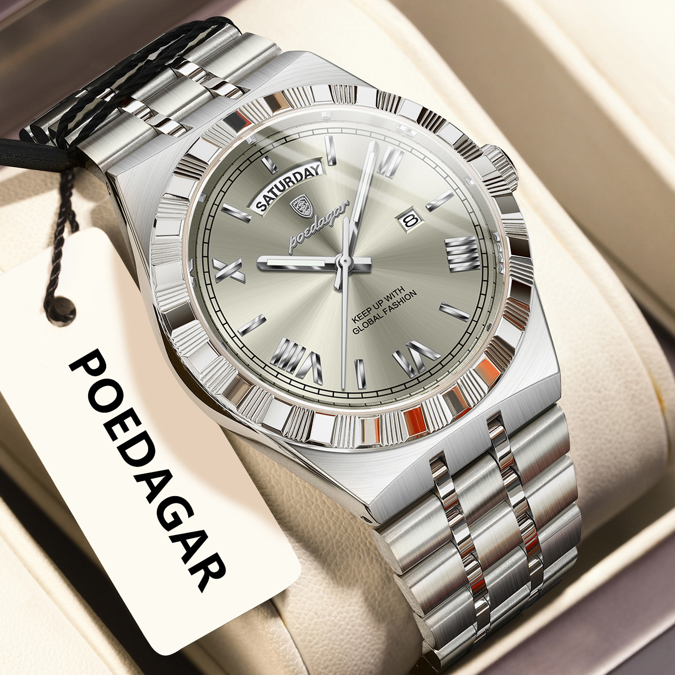 Quartz Business Watches For Men, Luxury Fashion Man Wristwatch, Waterproof Luminous Stainless Steel Clock