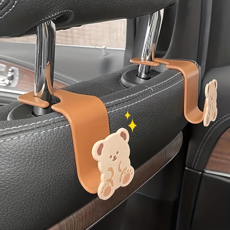 Cute Bear Bunny Cartoon Headrest Hooks for Purses and Bag, Car Back Seat Hanger, Universal Storage Hook Organizer