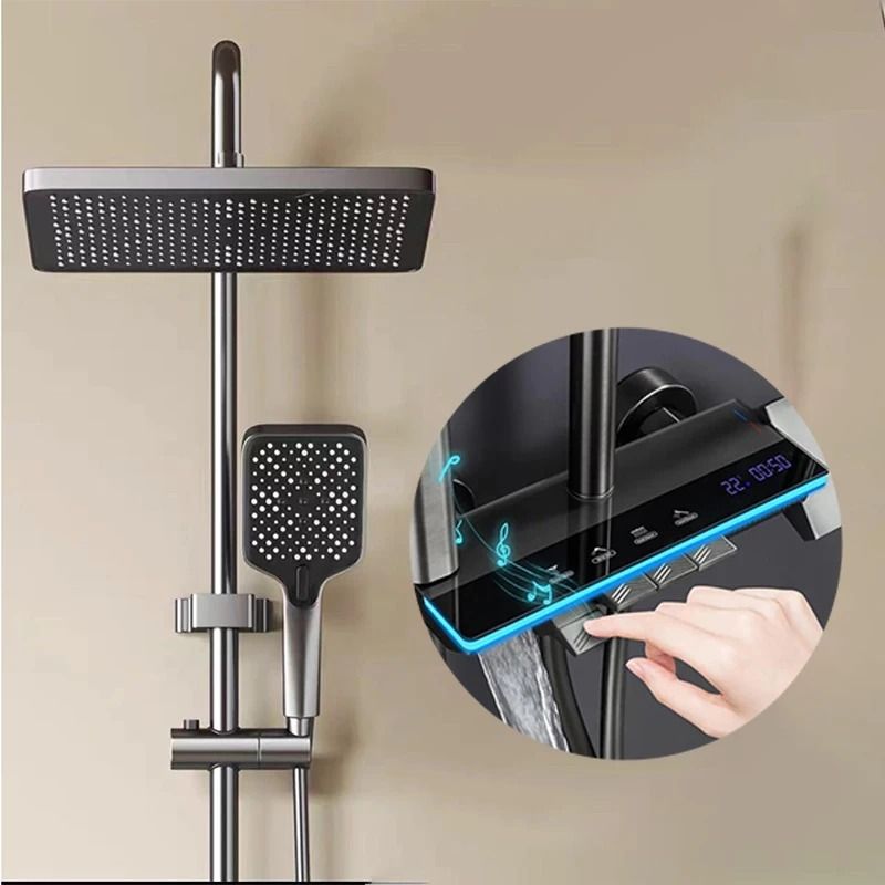 Grey Smart Digital Display Shower System with Four Functions