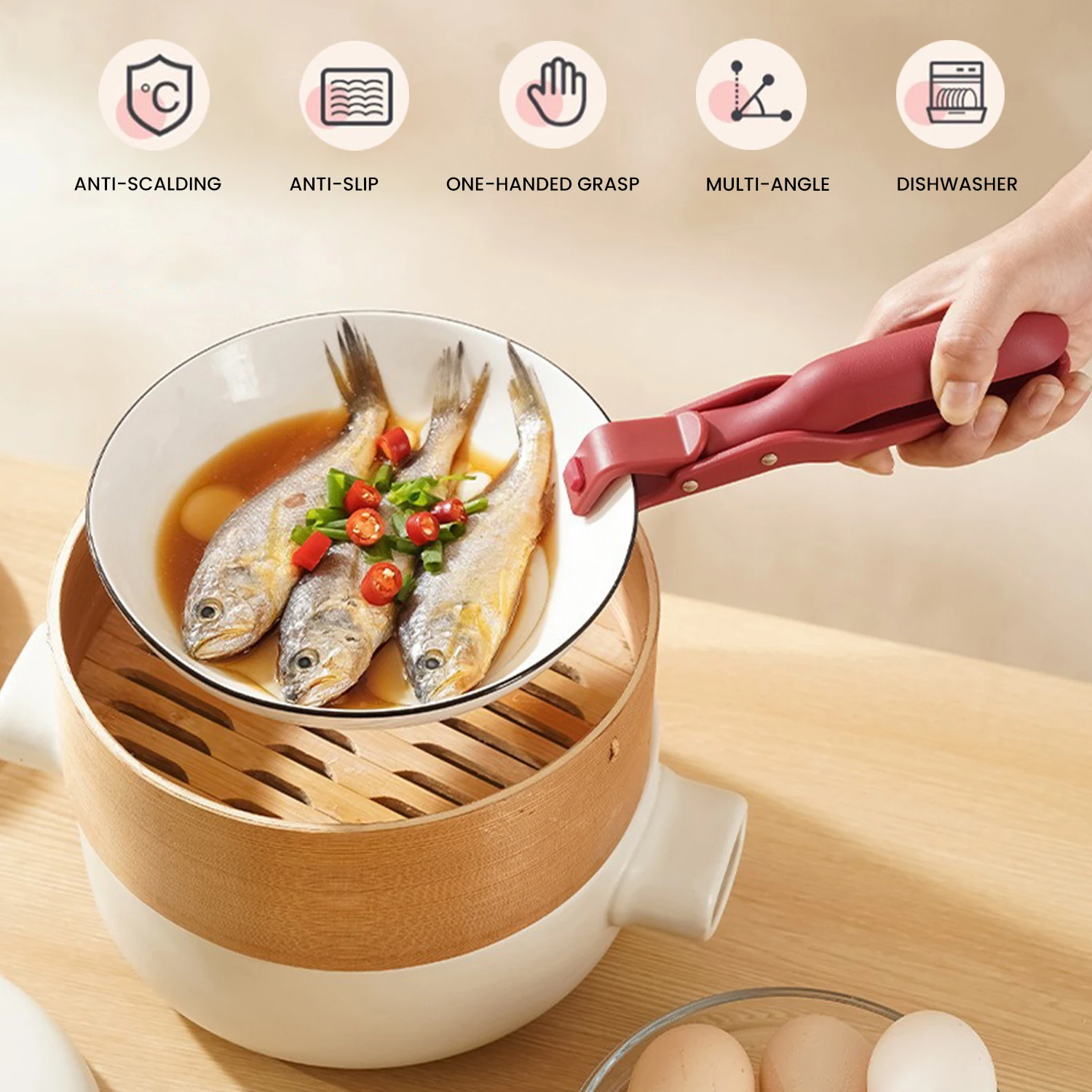 Anti-scald Clip Silicone Kitchen Holder, Anti-hot Plate Dish Pot Lifter, Heat Resistant Gadget