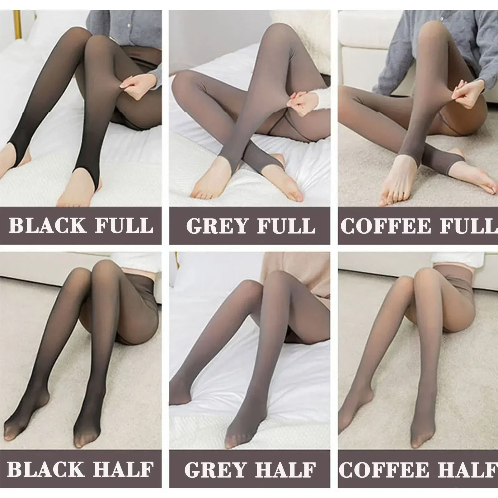 Fleece Lined Fake Translucent Tights Warm Skin Effect Winter Pantyhose