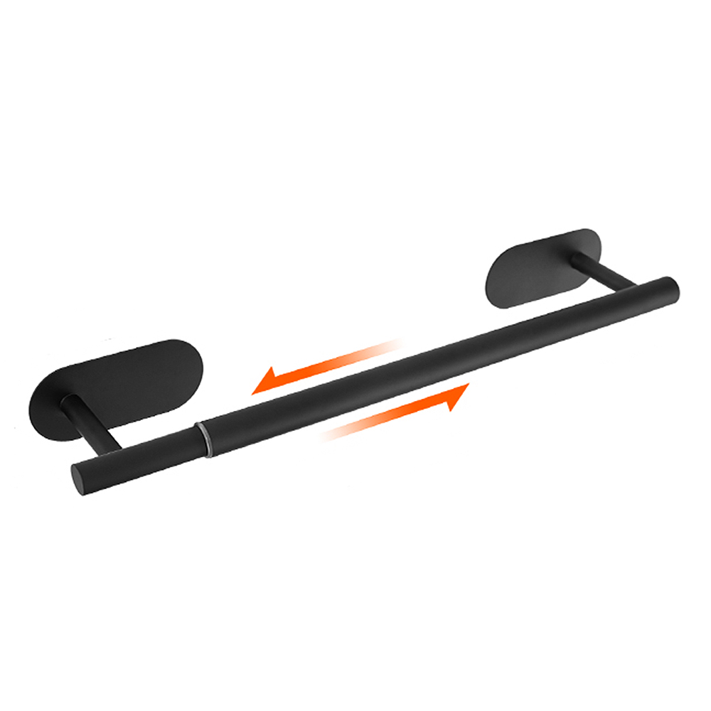 Bathroom Retractable Towel Bar, Matte Black Stainless Steel Towel Rack, Extended Drying Towel Hanging Bar