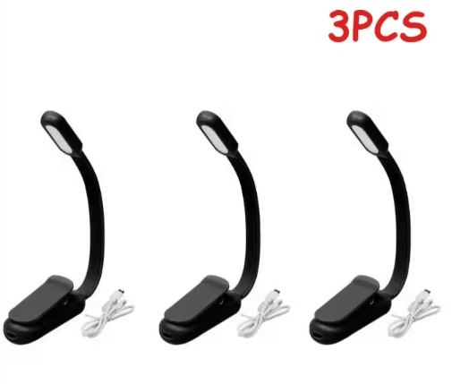 Mini Rechargeable Book Light USB Clip On Reading Lamp with Adjustable Brightness