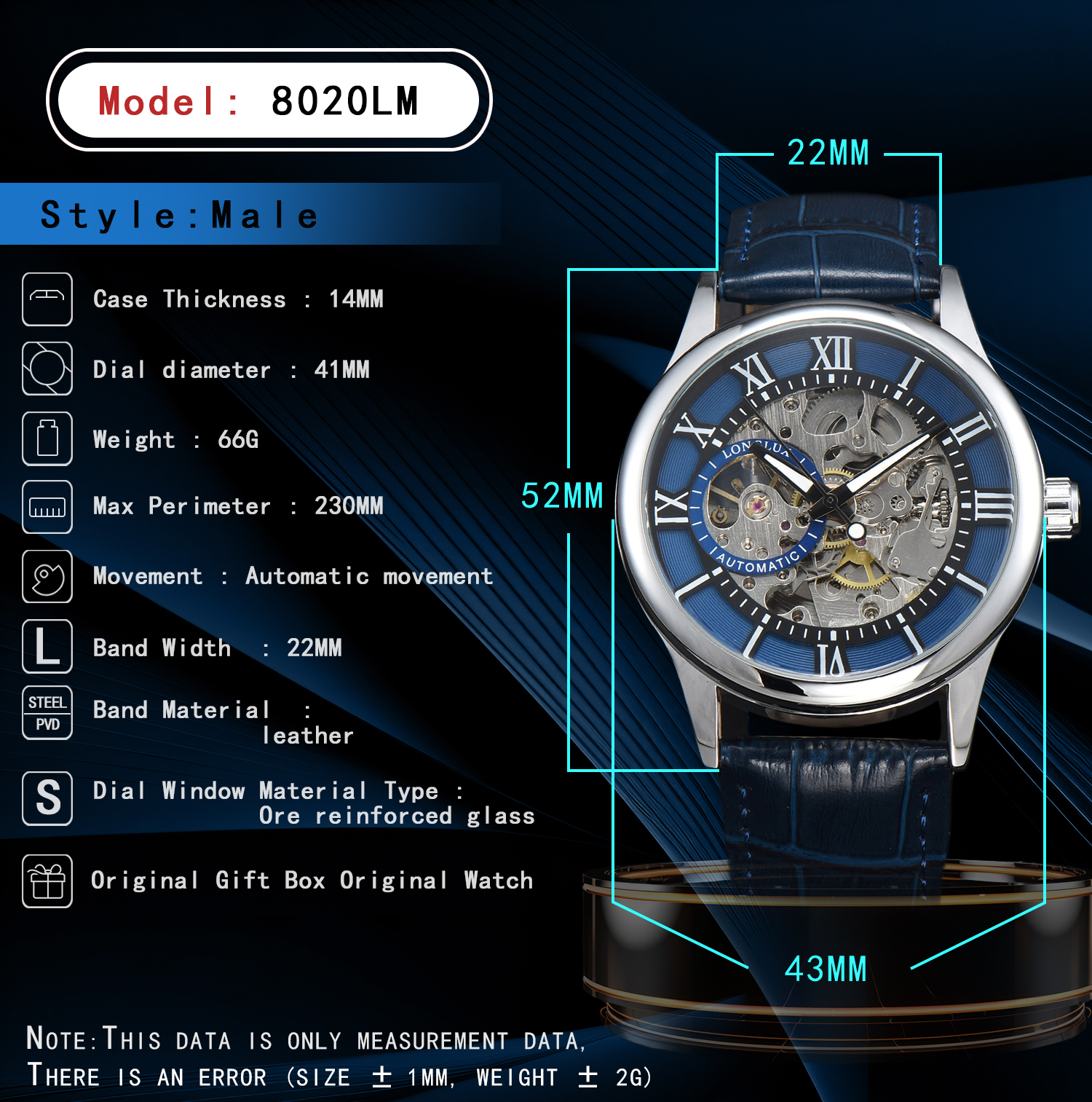 Waterproof Hollow Leather Men's Watch Automatic Mechanical Rome Watch