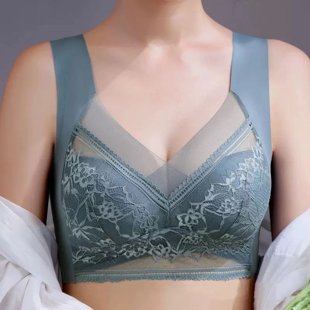 Womens Lace Plus Size Seamless Comfort Bra | Anti-Sagging & Breathable Ice Silk