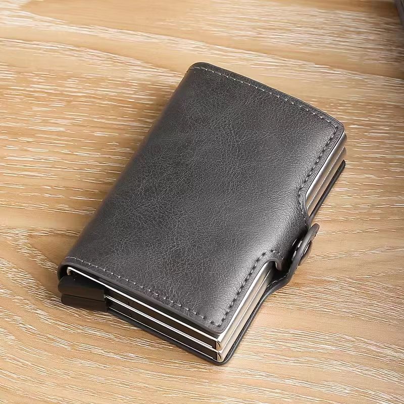RFIDShield Duo-Alloy Pop-Up Card Wallet – PU Leather & Aluminum Alloy